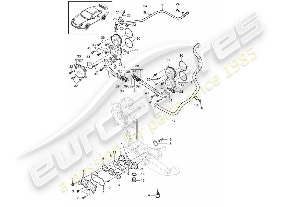 porsche 2007 (997-1 gt3) oil supply part diagram