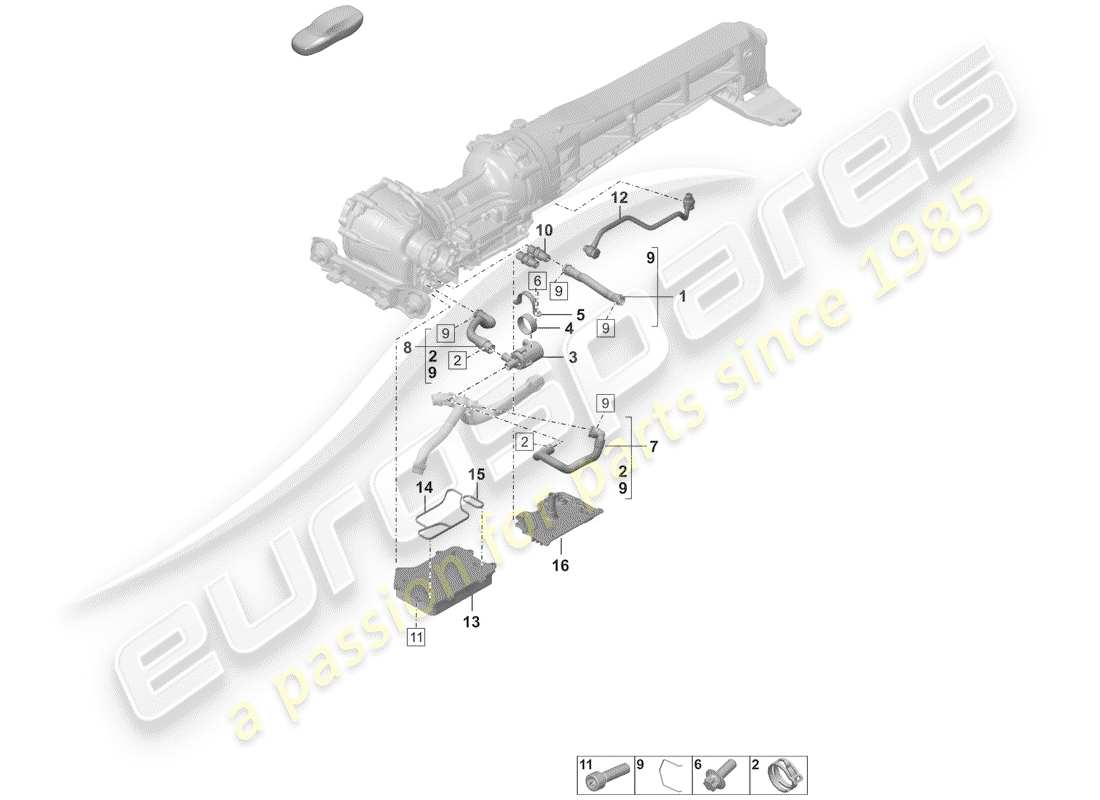 porsche 2019 (992-1) front axle differential parts diagram