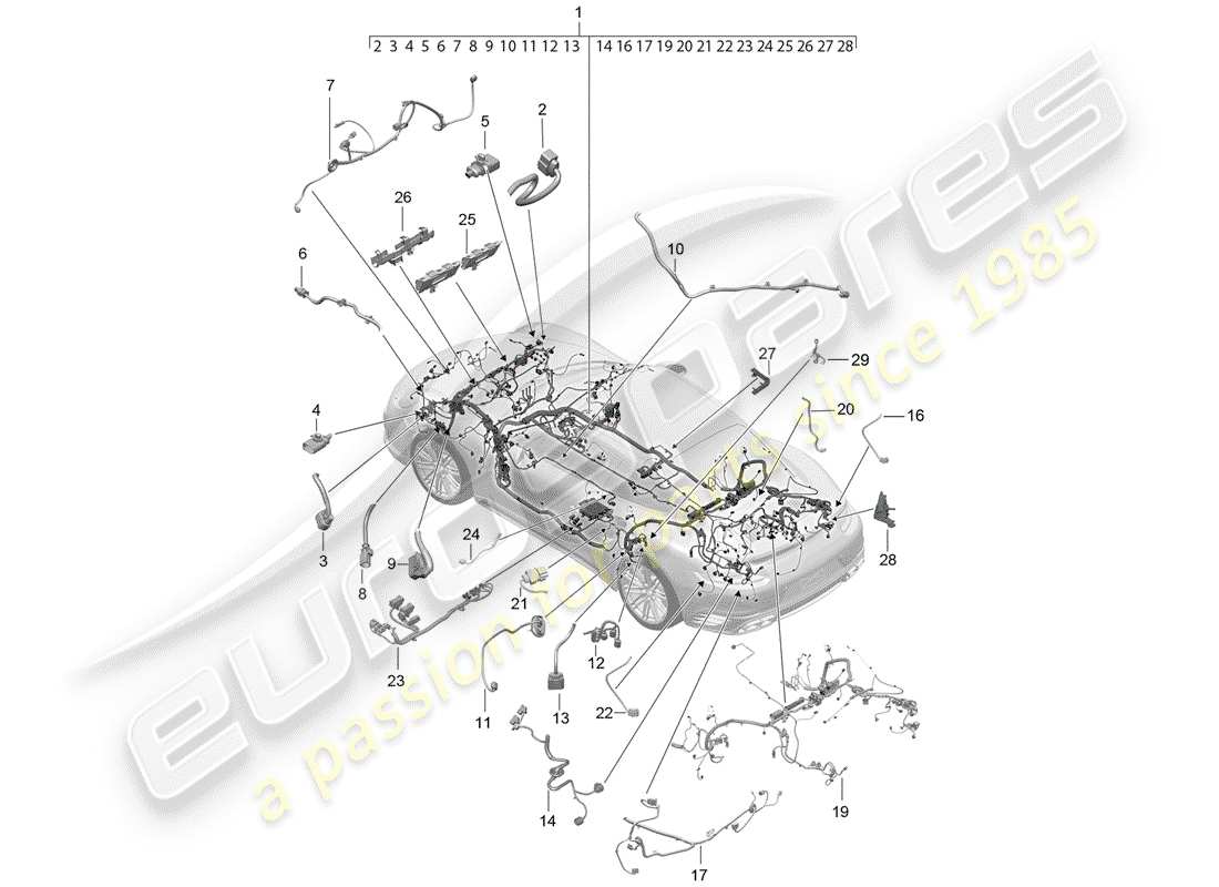 porsche 2014 (991-1 turbo) wiring harnesses part diagram