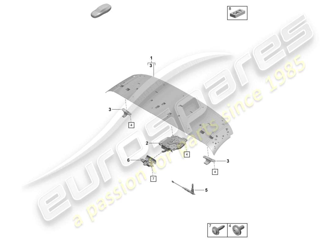 porsche 2018 (718 boxster) top frame front roof frame catch parts diagram
