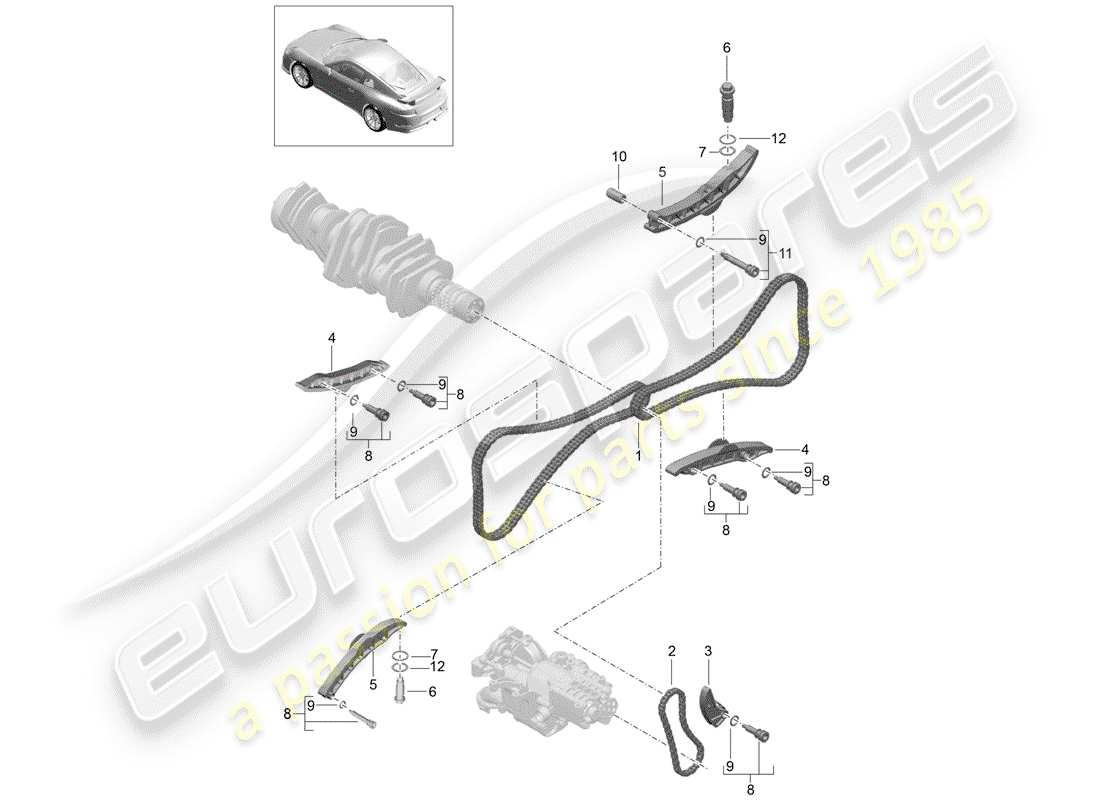 porsche 2020 (991-2 r/gt3/rs) tensioner - chain part diagram