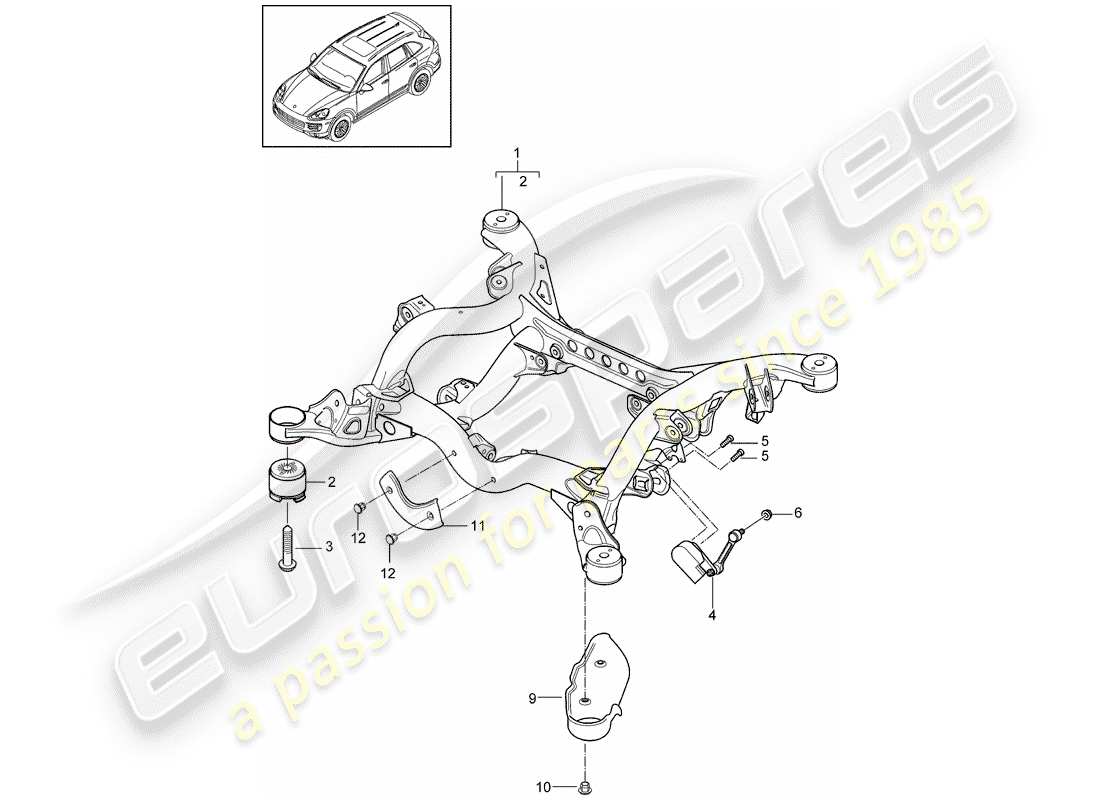 porsche 2014 (cayenne e2 92a) rear axle part diagram