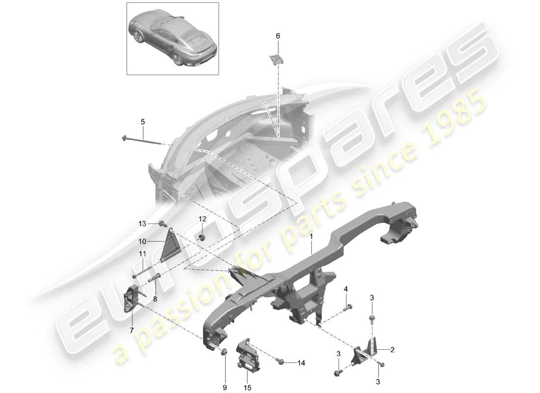 porsche 991 turbo (2014) retaining frame part diagram