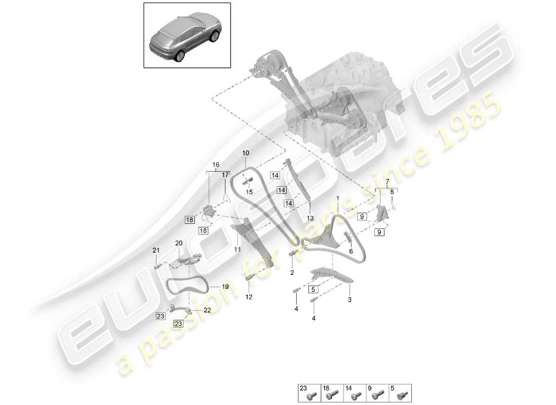 porsche 2020 (macan) timing chain part diagram