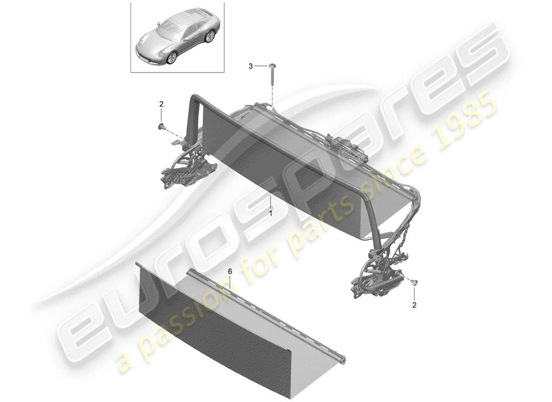 porsche 2020 (992-1) windscreen part diagram