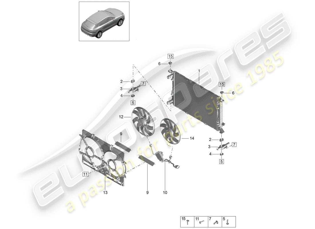 porsche 2020 (macan) water cooling parts diagram