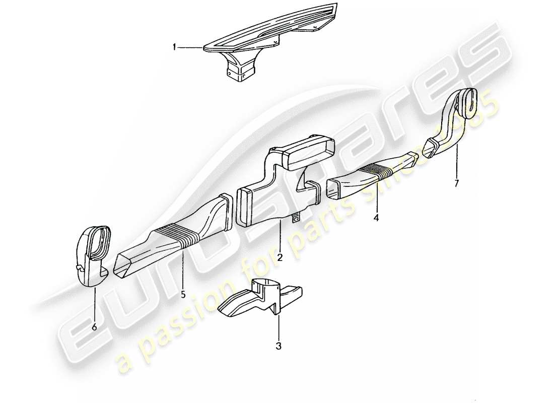 porsche 2002 (996 gt3) heater - air distributor parts diagram