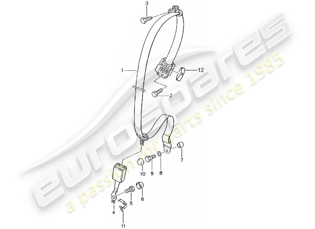 porsche 2004 (996) three-point seat belt parts diagram