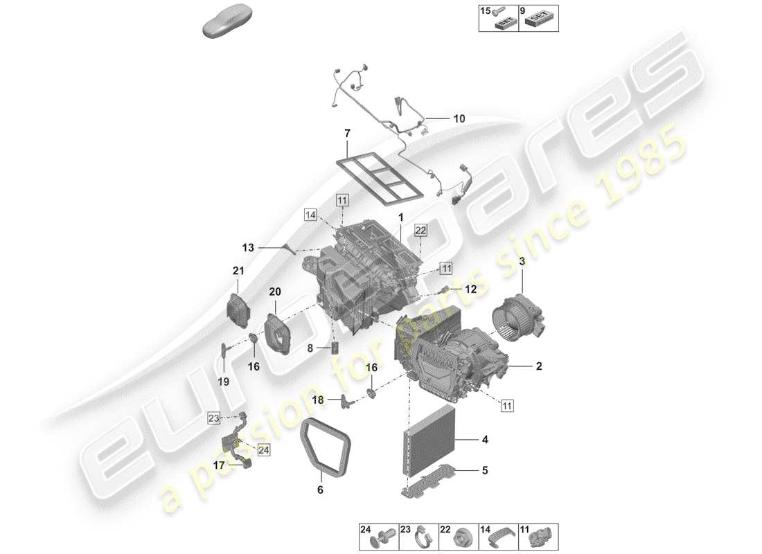 porsche 2020 (992-1) air conditioner parts diagram