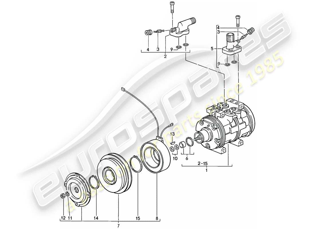 porsche 1987 (911) compressor part diagram