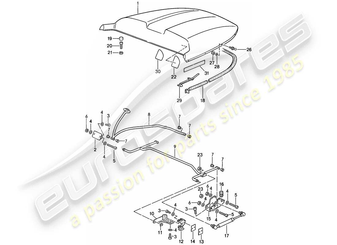 porsche 1987 (911) rear covering - d - mj 1989>> - mj 1989 part diagram