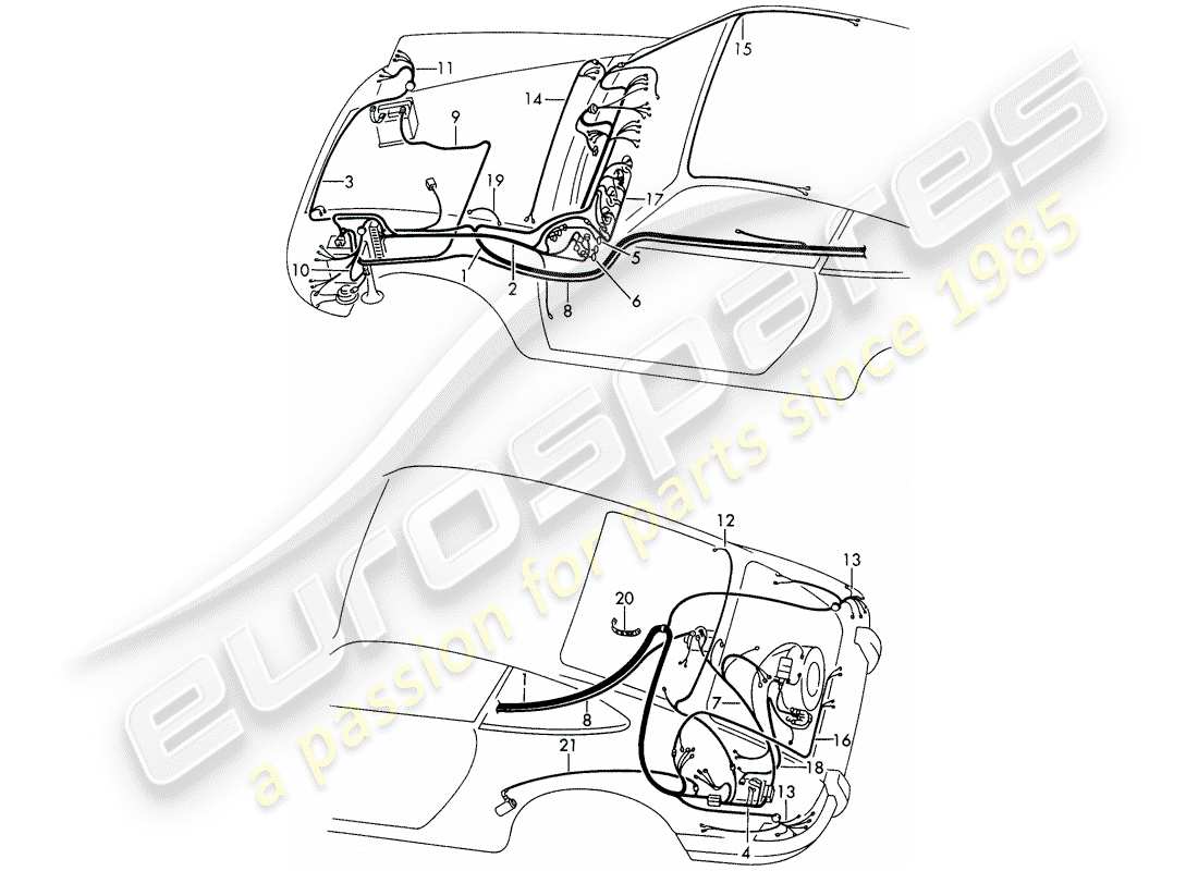 porsche 1968 (911/912) wiring harnesses part diagram
