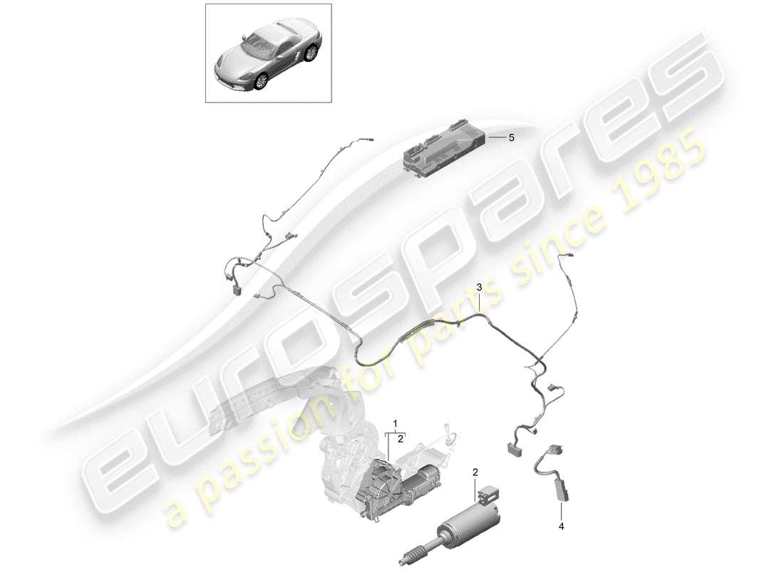 porsche 2019 (718 boxster) top stowage box part diagram