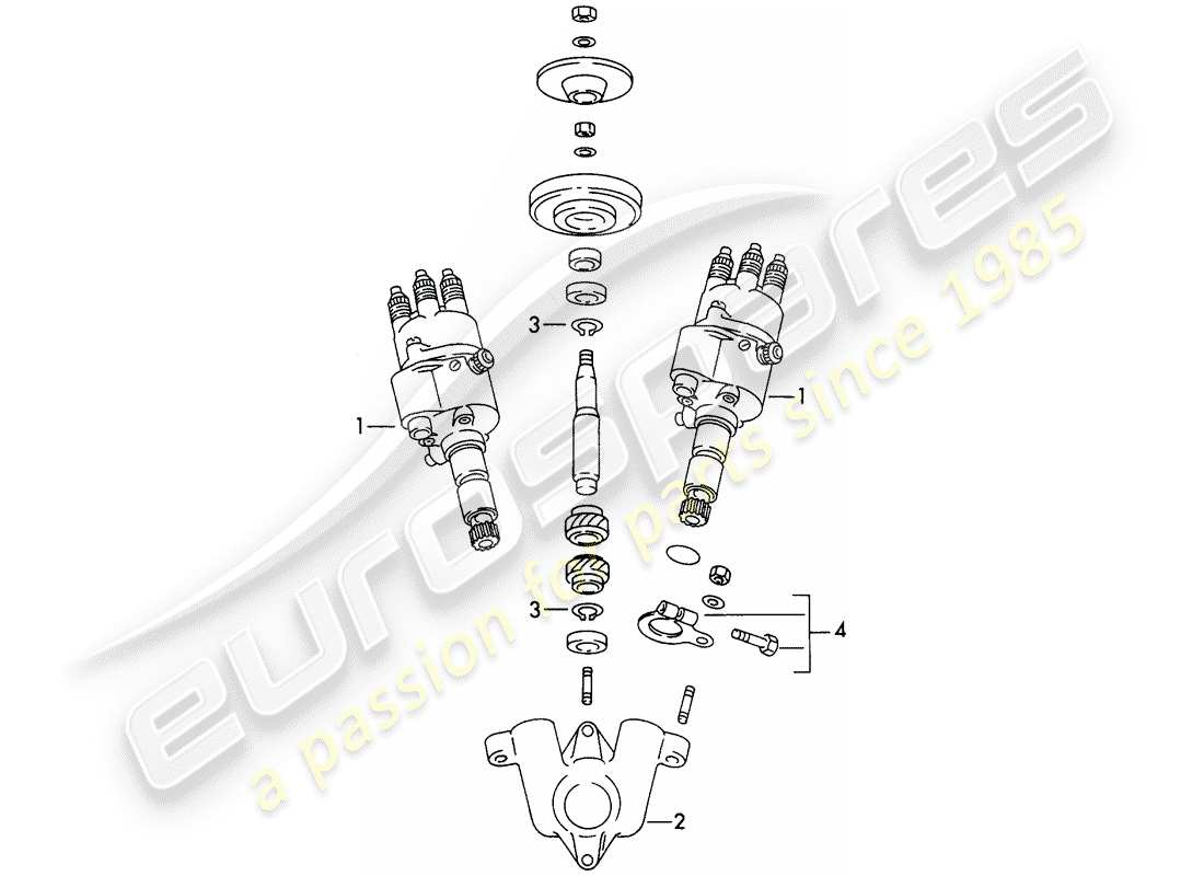 porsche 1956 (356/356a) distributor - driving mechanism parts diagram