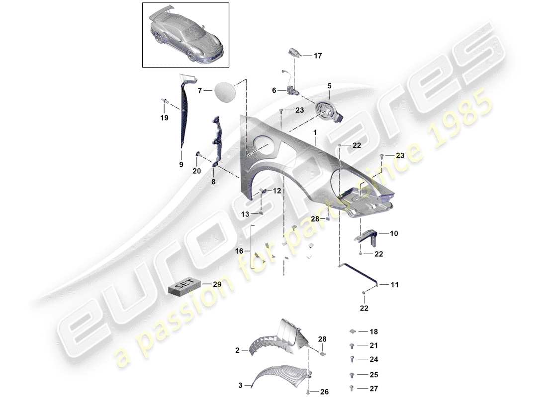 porsche 2020 (991-2 r/gt3/rs) fasteners part diagram