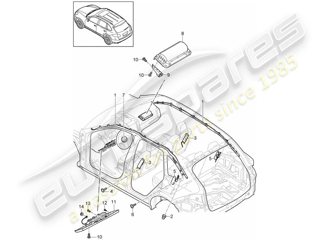 porsche 2016 (cayenne e2 92a) airbag part diagram