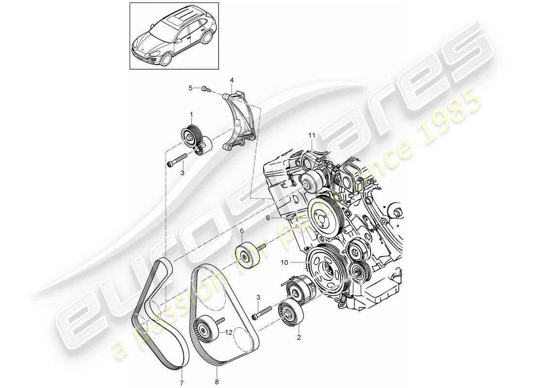 porsche 2016 (cayenne e2 92a) belt tensioning damper part diagram