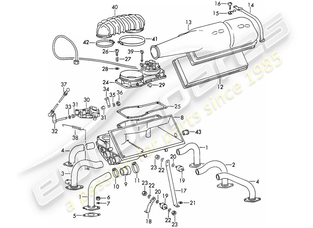 porsche 911 (1970) injection system - with: - air cleaner - and - mixture control unit - d - mj 1972>> part diagram