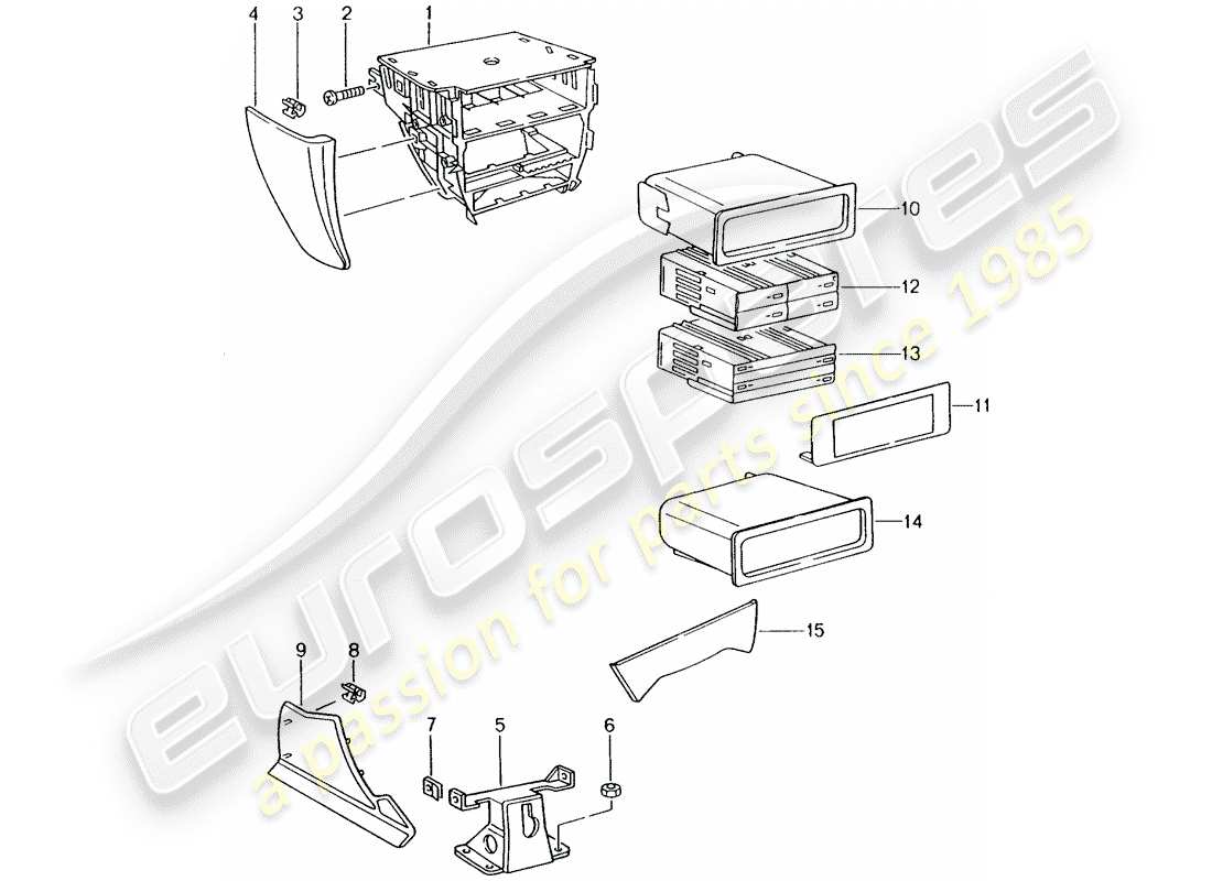 porsche 2005 (996) center console parts diagram