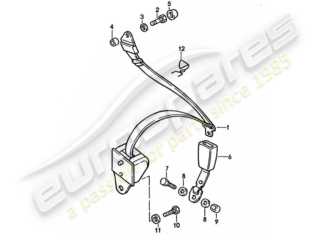 porsche 1995 (928) seat belt part diagram