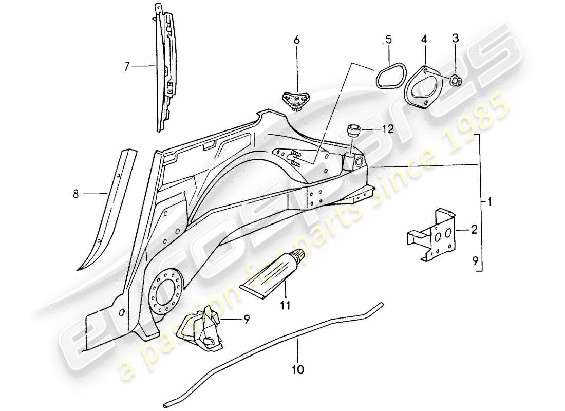 porsche 1994 (964) inner panel part diagram