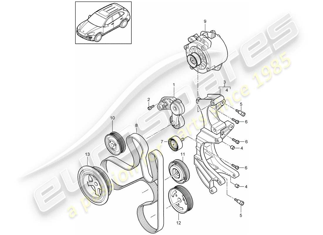 porsche 2017 (cayenne e2 92a) belt tensioner part diagram