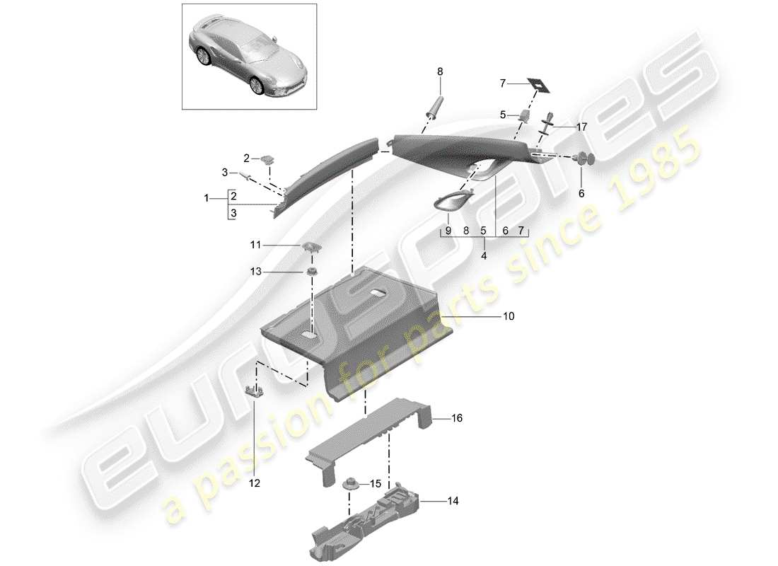 porsche 2015 (991-1 turbo) trims part diagram