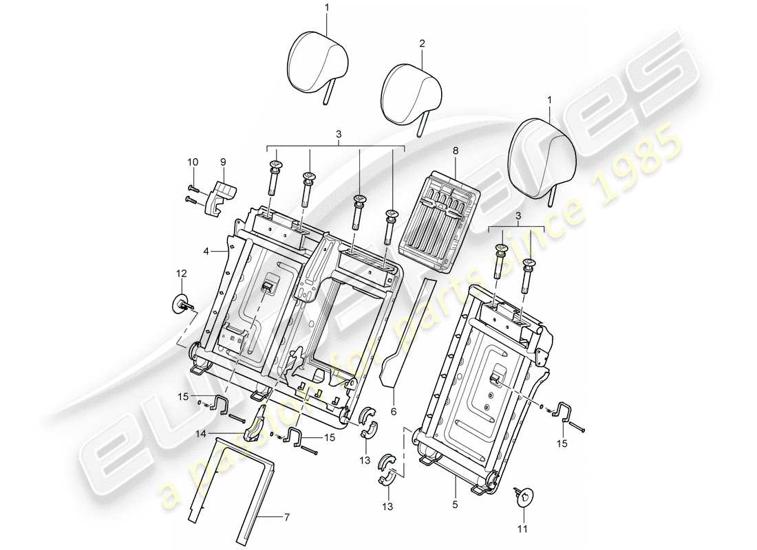 porsche 2003 (cayenne e1 9pa) headrest part diagram