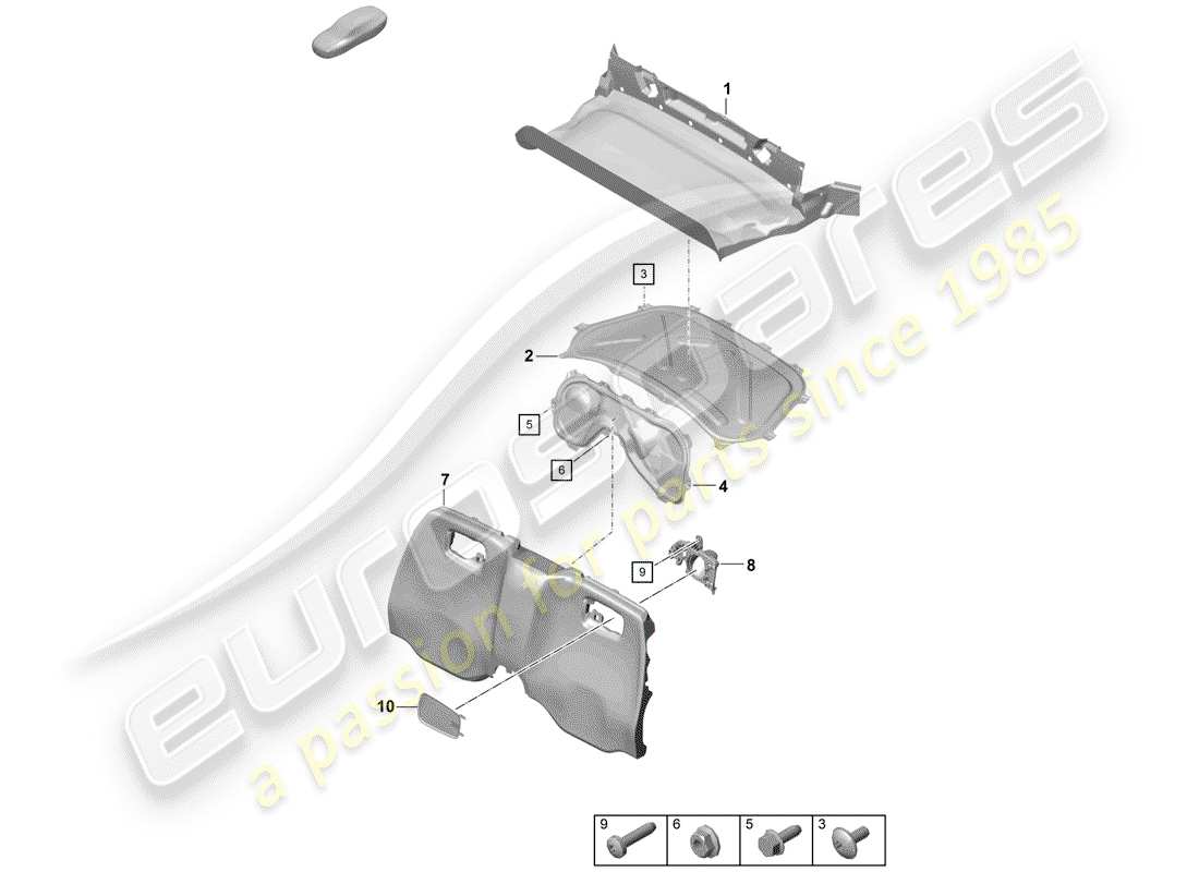 porsche 2020 (718 boxster spyder) trims part diagram
