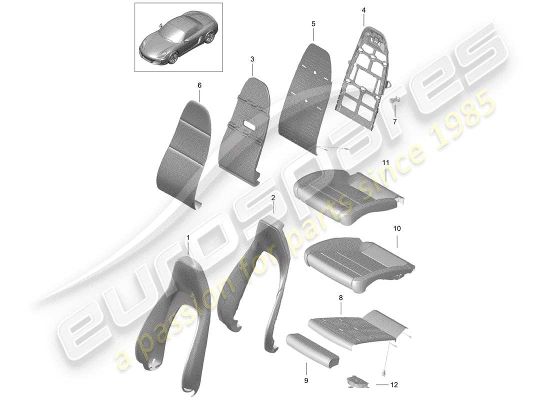 porsche 2012 (981 boxster) foam part part diagram