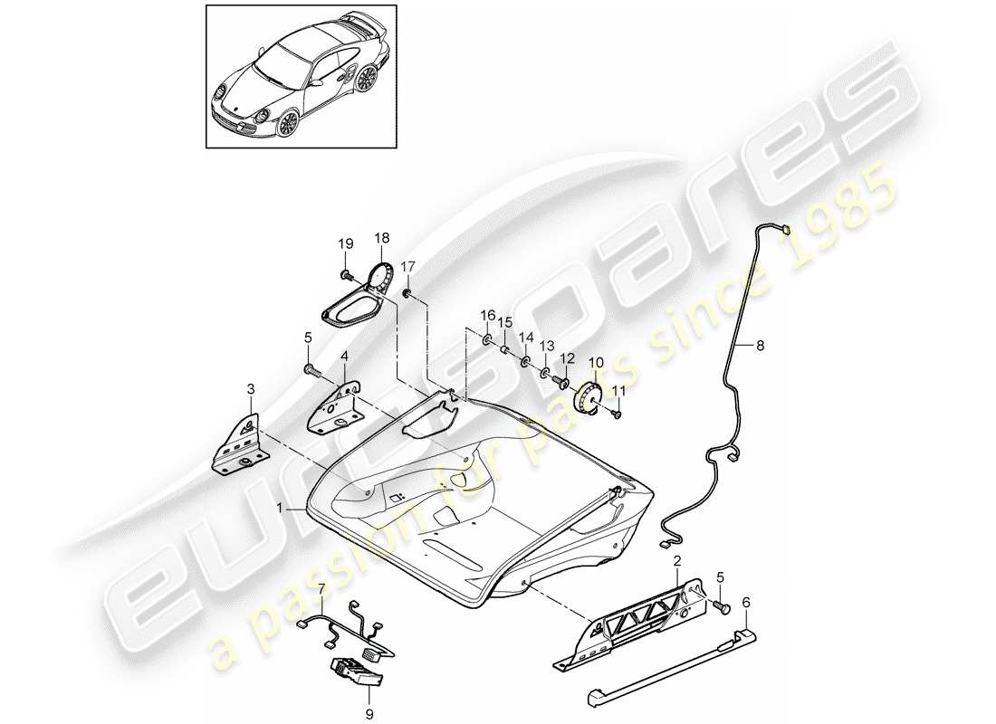 porsche 2012 (997-2 turbo / gt2 rs) seat part diagram