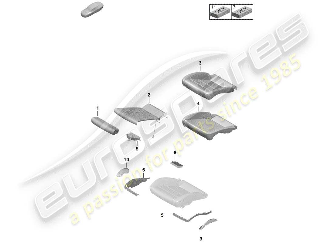 porsche 2019 (718 boxster spyder) foam part part diagram