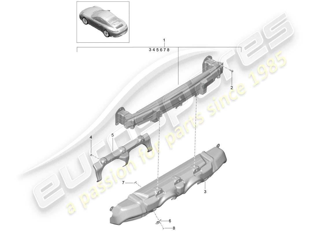 porsche 2020 (991-2) bumper bracket part diagram