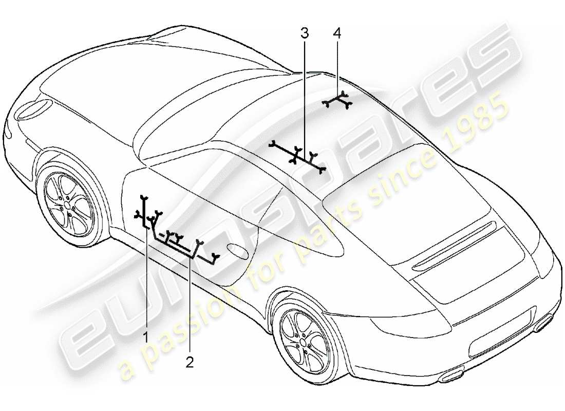 porsche 2008 (997-1) wiring harnesses part diagram