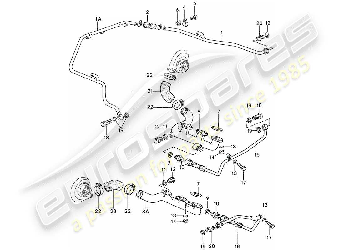 porsche 1987 (959) water cooling 4 part diagram
