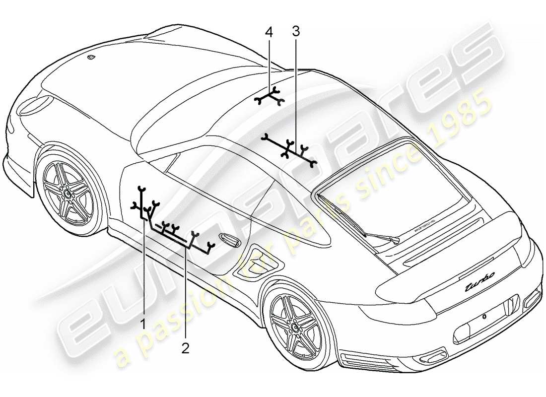 porsche 2009 997-2 turbo / gt2 wiring harnesses part diagram