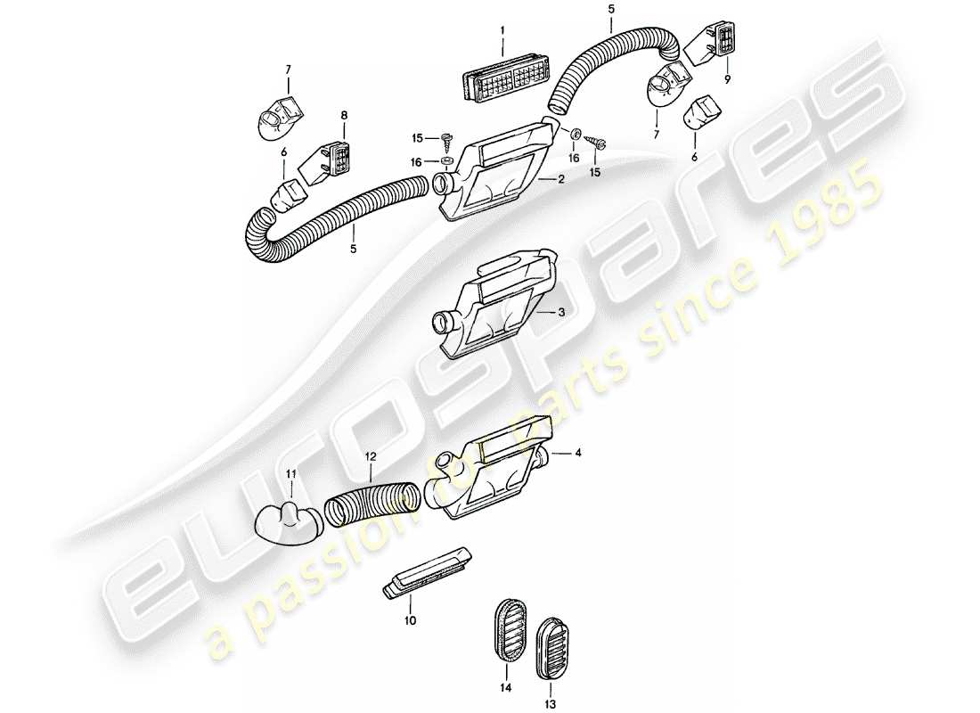porsche 1981 (924) trim - air vent - air hose - f 92-cn402 198>> - f 93-cn100 306>> part diagram