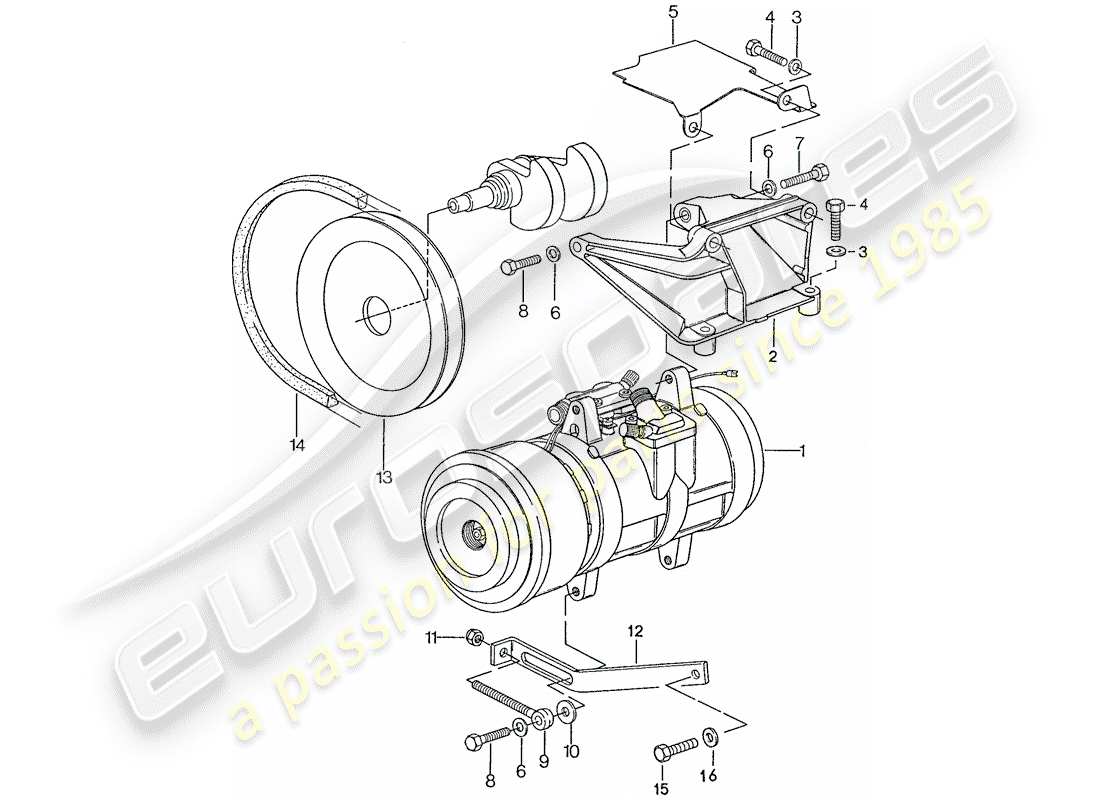 porsche 1991 (928) compressor - assembly part diagram