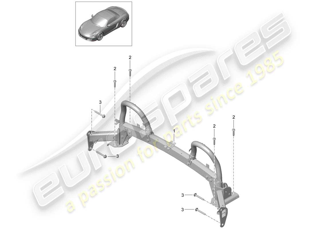 porsche 2012 (981 boxster) roll bar part diagram