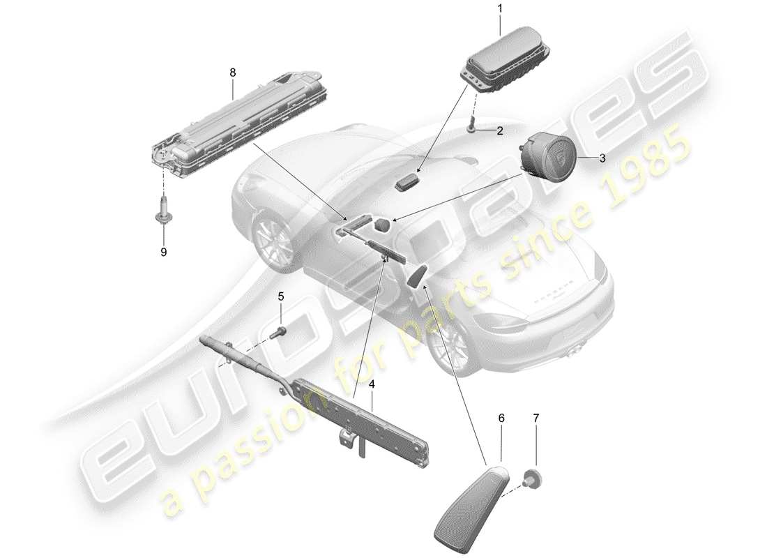 porsche 2012 (981 boxster) airbag part diagram