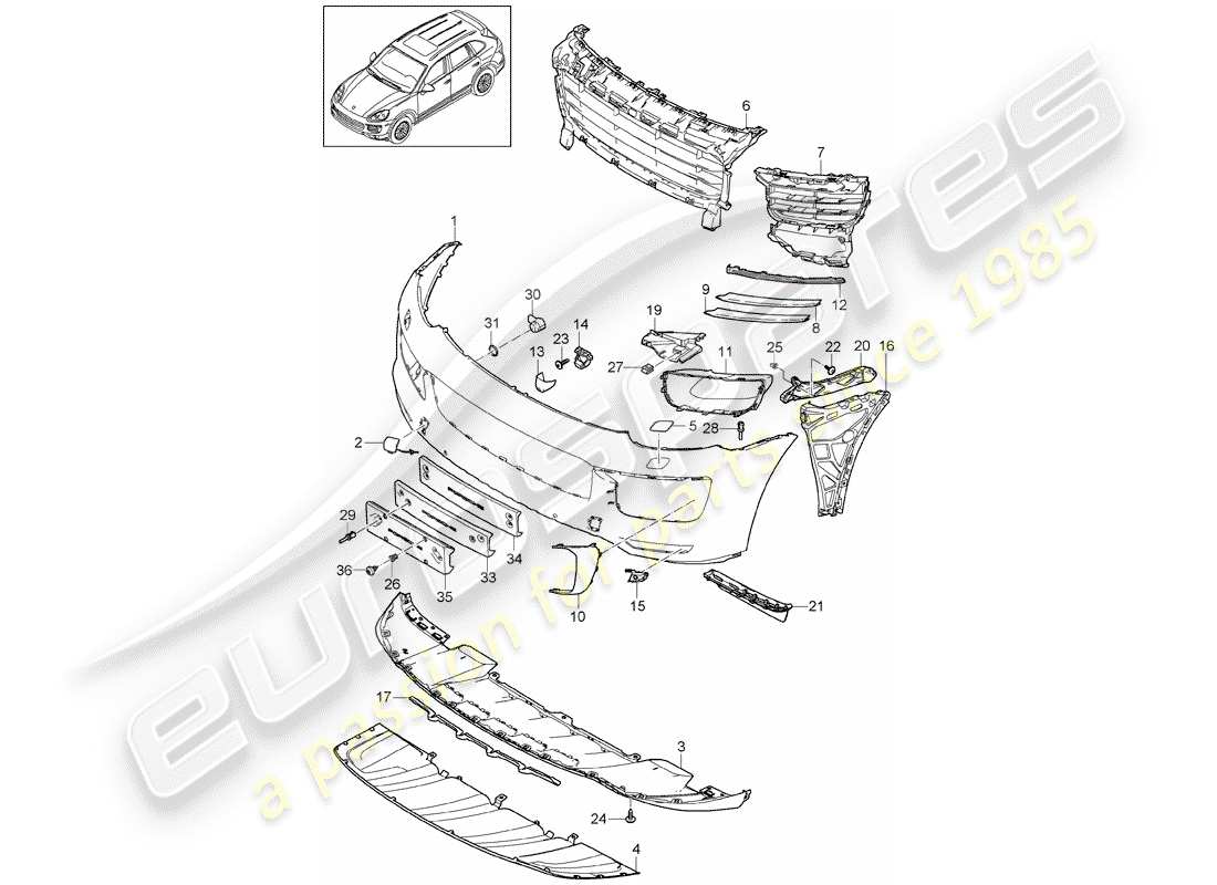 porsche 2018 (cayenne e2 92a) lining parts diagram