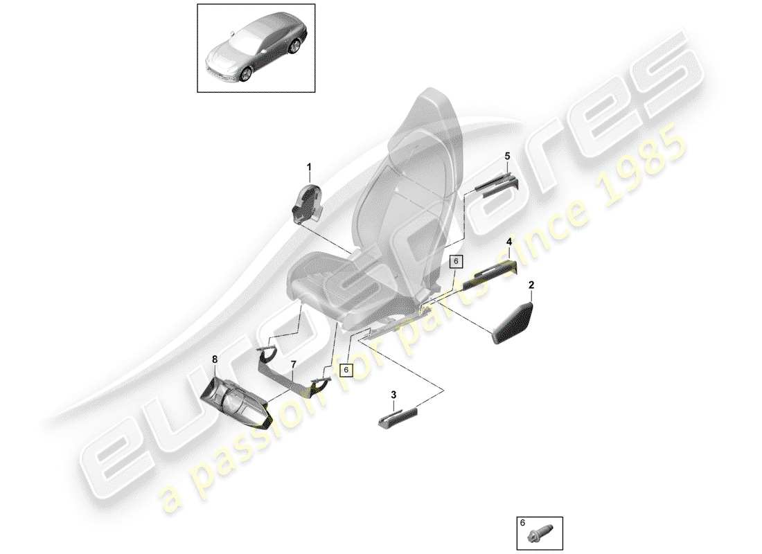 porsche 2017 (panamera 971-1) seat part diagram