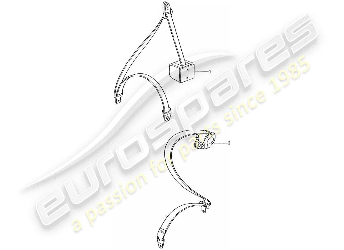 porsche 1990 (tequipment) seat belt parts diagram
