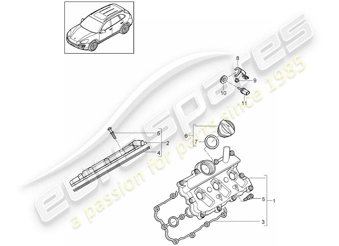 porsche 2013 (cayenne e2 92a) valve cover parts diagram