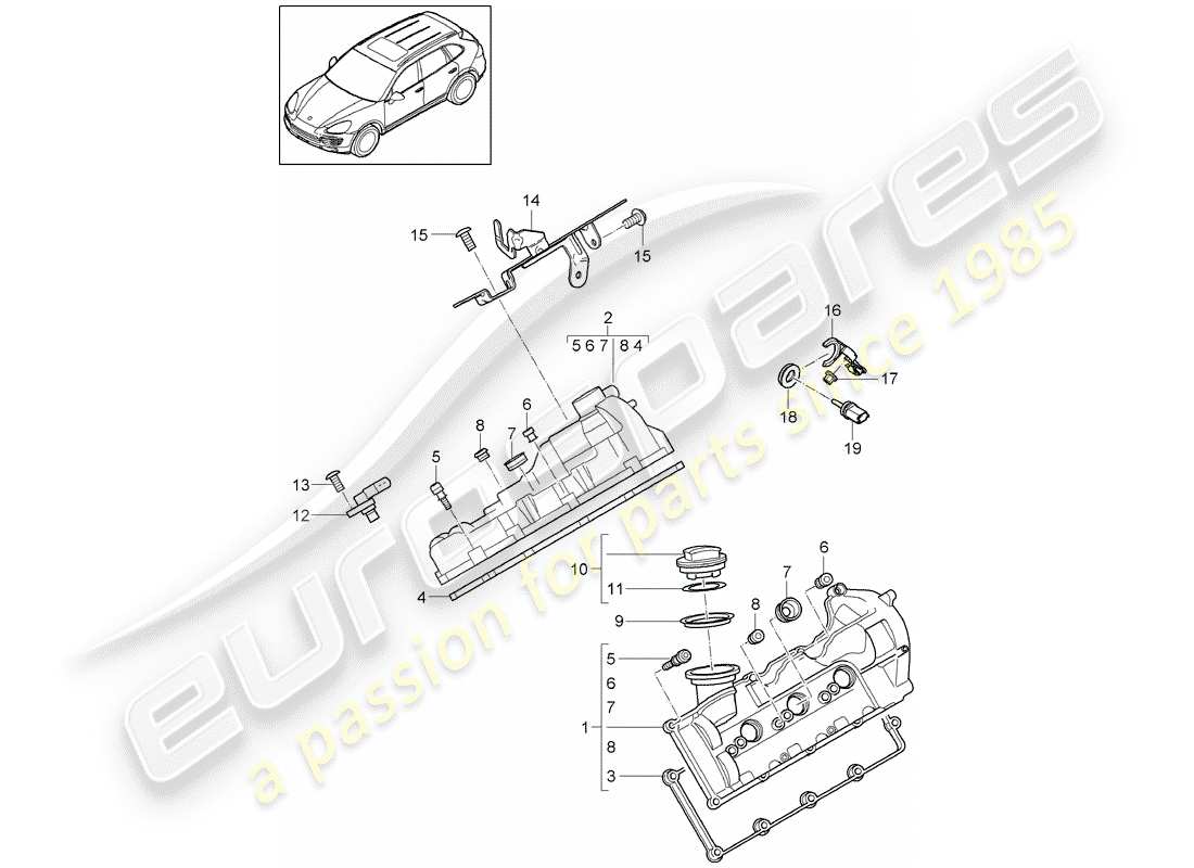 porsche 2015 (cayenne e2 92a) valve cover part diagram