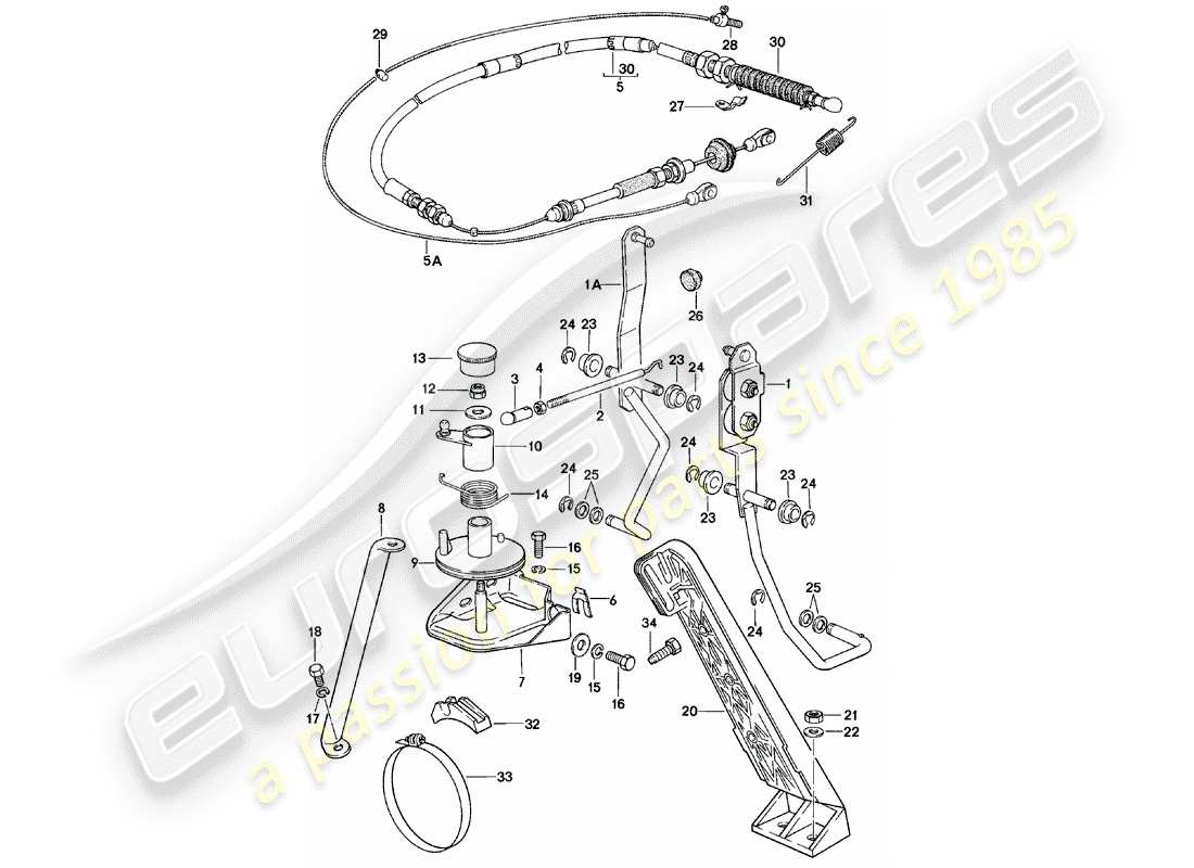 porsche 1982 (924) throttle control - accelerator cable - for - automatic transmission part diagram