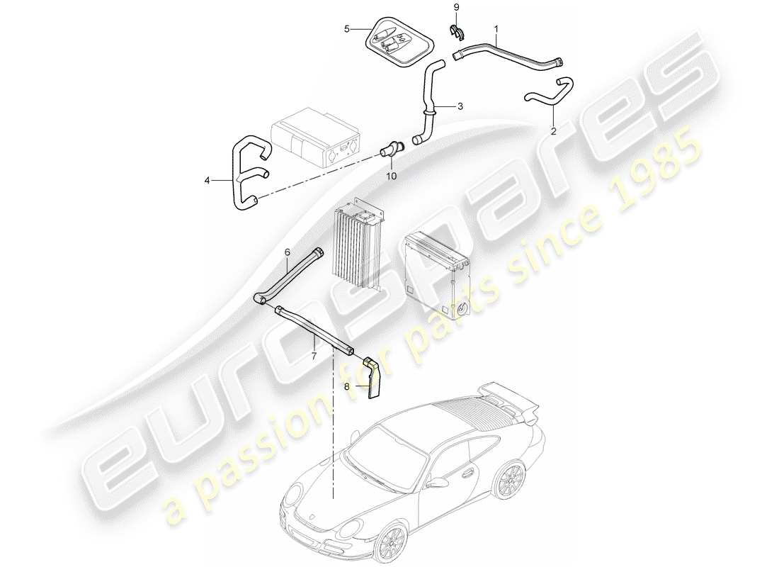 porsche 2008 (997-1 gt3) luggage compartment parts diagram