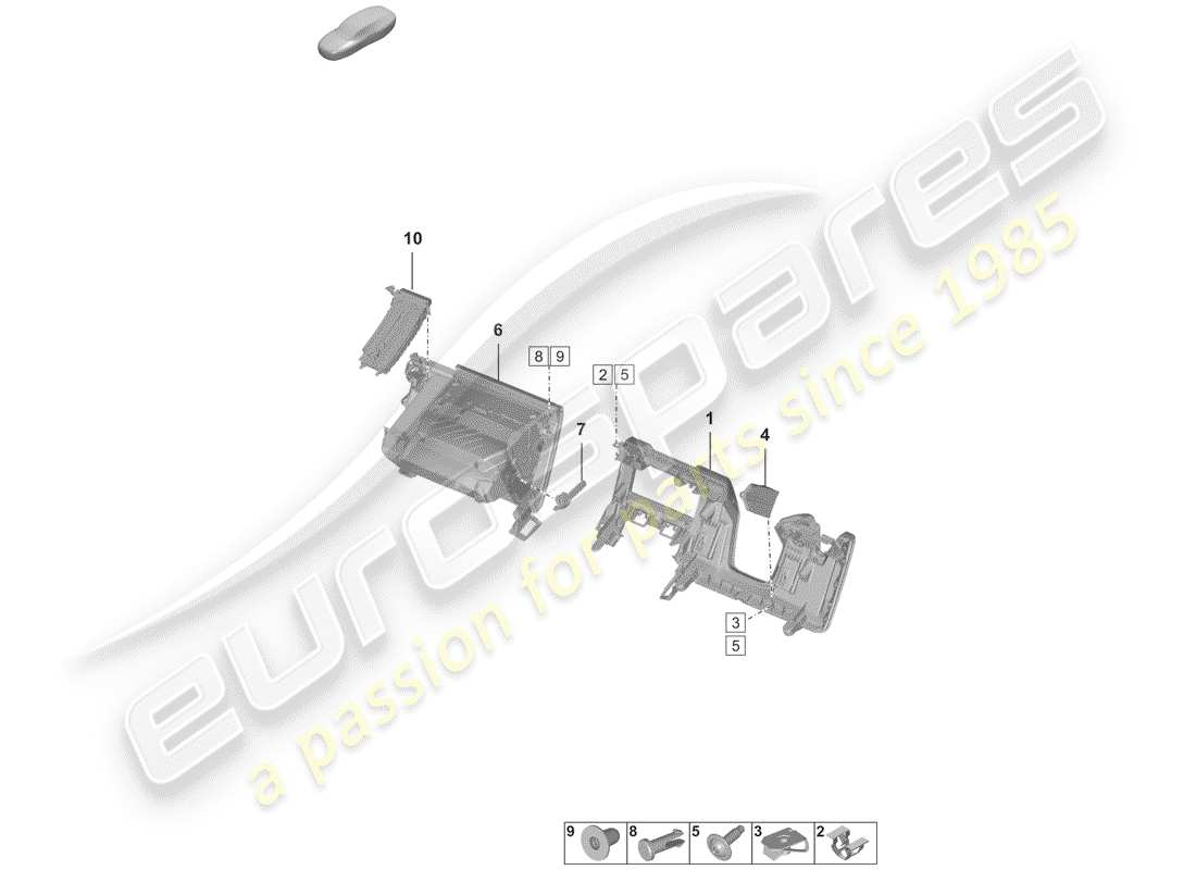 porsche 2019 (992-1) glove box parts diagram