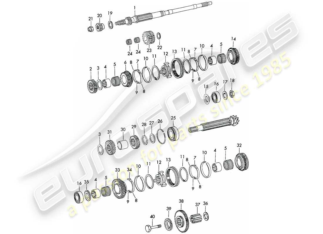 porsche 911 (1970) gears and shafts - sportomatic - d - mj 1972>> part diagram