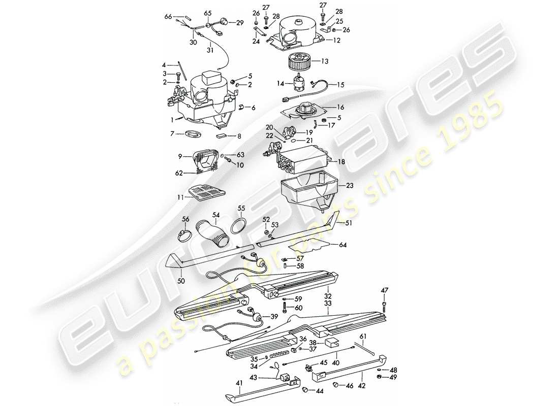 porsche 911 (1970) air conditioner - evaporator housing - complete - with: - air duct - not for: - (usa) part diagram